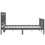 Estructura de cama matrimonio con cabecero madera maciza gris de vidaXL, Camas y somieres - Ref: Foro24-3192138, Precio: 166,...