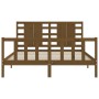 Double bed frame with honey brown wooden headboard by vidaXL, Beds and slatted bases - Ref: Foro24-3192824, Price: 167,99 €, ...