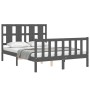 Estructura de cama con cabecero madera maciza gris 140x200 cm de vidaXL, Camas y somieres - Ref: Foro24-3192233, Precio: 166,...