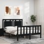 Estructura de cama con cabecero madera maciza negro 120x200 cm de vidaXL, Camas y somieres - Ref: Foro24-3192165, Precio: 181...