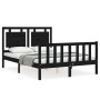 Bed frame with black solid wood headboard 120x200 cm by vidaXL, Beds and slatted bases - Ref: Foro24-3192165, Price: 176,48 €...