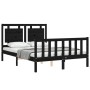 Bed frame with black solid wood headboard 120x200 cm by vidaXL, Beds and slatted bases - Ref: Foro24-3192165, Price: 176,48 €...