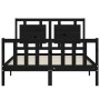 Bed frame with black solid wood headboard 120x200 cm by vidaXL, Beds and slatted bases - Ref: Foro24-3192165, Price: 176,48 €...