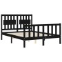 Estructura cama de matrimonio con cabecero madera maciza negra de vidaXL, Camas y somieres - Ref: Foro24-3192400, Precio: 171...