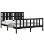 Bed frame with black solid wood headboard 160x200 cm by vidaXL, Beds and slatted bases - Ref: Foro24-3192245, Price: 191,20 €...