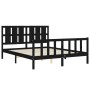 Bed frame with black solid wood headboard 160x200 cm by vidaXL, Beds and slatted bases - Ref: Foro24-3192245, Price: 191,20 €...