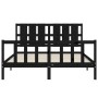 Bed frame with black solid wood headboard 160x200 cm by vidaXL, Beds and slatted bases - Ref: Foro24-3192245, Price: 191,20 €...