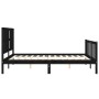 Bed frame with black solid wood headboard 160x200 cm by vidaXL, Beds and slatted bases - Ref: Foro24-3192245, Price: 191,20 €...