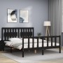 Bed frame with black solid wood headboard 160x200 cm by vidaXL, Beds and slatted bases - Ref: Foro24-3192440, Price: 190,76 €...