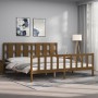 Honey brown solid wood bed frame and headboard 200x200 cm by vidaXL, Beds and slatted bases - Ref: Foro24-3192254, Price: 176...