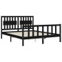 Bed frame with black solid wood headboard 160x200 cm by vidaXL, Beds and slatted bases - Ref: Foro24-3192440, Price: 190,76 €...