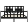 Bed frame with black solid wood headboard 160x200 cm by vidaXL, Beds and slatted bases - Ref: Foro24-3192440, Price: 190,76 €...