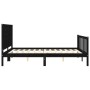 Bed frame with black solid wood headboard 160x200 cm by vidaXL, Beds and slatted bases - Ref: Foro24-3192440, Price: 190,76 €...