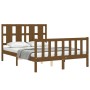 Estructura cama y cabecero madera maciza marrón miel 120x200 cm de vidaXL, Camas y somieres - Ref: Foro24-3192229, Precio: 13...