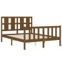 Estructura cama y cabecero madera maciza marrón miel 120x200 cm de vidaXL, Camas y somieres - Ref: Foro24-3192229, Precio: 13...