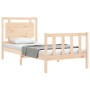 Bed frame with solid wood headboard 90x190 cm by vidaXL, Beds and slatted bases - Ref: Foro24-3192131, Price: 101,00 €, Disco...