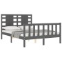 Estructura cama de matrimonio con cabecero madera maciza gris de vidaXL, Camas y somieres - Ref: Foro24-3192793, Precio: 171,...