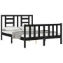 Estructura de cama con cabecero madera maciza negro 140x190 cm de vidaXL, Camas y somieres - Ref: Foro24-3192865, Precio: 169...