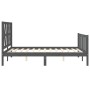 Double bed frame with gray solid wood headboard by vidaXL, Beds and slatted bases - Ref: Foro24-3192468, Price: 148,99 €, Dis...