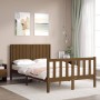 Estructura de cama matrimonio con cabecero madera marrón miel de vidaXL, Camas y somieres - Ref: Foro24-3192919, Precio: 141,...