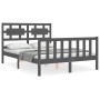 Estructura de cama con cabecero madera maciza gris 140x200 cm de vidaXL, Camas y somieres - Ref: Foro24-3192558, Precio: 164,...