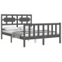 Estructura de cama con cabecero madera maciza gris 140x200 cm de vidaXL, Camas y somieres - Ref: Foro24-3192558, Precio: 164,...