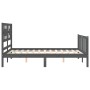 Estructura de cama con cabecero madera maciza gris 140x200 cm de vidaXL, Camas y somieres - Ref: Foro24-3192558, Precio: 164,...