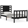 Single bed frame with black solid wood headboard by vidaXL, Beds and slatted bases - Ref: Foro24-3192780, Price: 139,36 €, Di...