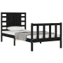 Single bed frame with black solid wood headboard by vidaXL, Beds and slatted bases - Ref: Foro24-3192780, Price: 139,36 €, Di...