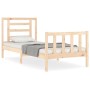 Bed frame with solid wood headboard 90x200 cm by vidaXL, Beds and slatted bases - Ref: Foro24-3192866, Price: 91,49 €, Discou...