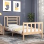 Bed frame with solid wood headboard 90x200 cm by vidaXL, Beds and slatted bases - Ref: Foro24-3192866, Price: 91,49 €, Discou...