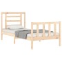 Bed frame with solid wood headboard 90x200 cm by vidaXL, Beds and slatted bases - Ref: Foro24-3192866, Price: 91,49 €, Discou...