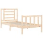 Bed frame with solid wood headboard 90x200 cm by vidaXL, Beds and slatted bases - Ref: Foro24-3192866, Price: 91,49 €, Discou...