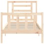 Bed frame with solid wood headboard 90x200 cm by vidaXL, Beds and slatted bases - Ref: Foro24-3192866, Price: 91,49 €, Discou...