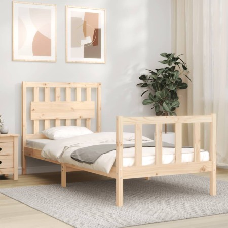 Bed frame with solid wood headboard by vidaXL, Beds and slatted bases - Ref: Foro24-3192391, Price: 100,61 €, Discount: %