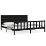 Bed frame with black solid wood headboard 200x200 cm by vidaXL, Beds and slatted bases - Ref: Foro24-3192775, Price: 218,36 €...