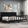 Bed frame with black solid wood headboard 200x200 cm by vidaXL, Beds and slatted bases - Ref: Foro24-3192775, Price: 218,36 €...