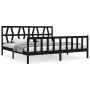 Double bed frame with black solid wood headboard by vidaXL, Beds and slatted bases - Ref: Foro24-3192510, Price: 196,99 €, Di...