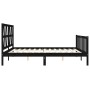 Double bed frame with black solid wood headboard by vidaXL, Beds and slatted bases - Ref: Foro24-3192510, Price: 196,99 €, Di...