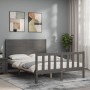 Double bed frame with gray solid wood headboard by vidaXL, Beds and slatted bases - Ref: Foro24-3192723, Price: 162,99 €, Dis...