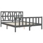 Estructura de cama matrimonio con cabecero madera maciza gris de vidaXL, Camas y somieres - Ref: Foro24-3192498, Precio: 168,...