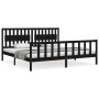 Bed frame with black solid wood headboard 200x200 cm by vidaXL, Beds and slatted bases - Ref: Foro24-3192450, Price: 214,33 €...