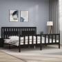 Bed frame with black solid wood headboard 200x200 cm by vidaXL, Beds and slatted bases - Ref: Foro24-3192450, Price: 214,33 €...