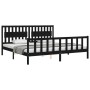 Bed frame with black solid wood headboard 200x200 cm by vidaXL, Beds and slatted bases - Ref: Foro24-3192450, Price: 214,33 €...