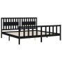 Bed frame with black solid wood headboard 200x200 cm by vidaXL, Beds and slatted bases - Ref: Foro24-3192450, Price: 214,33 €...