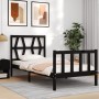 Black solid wood bed frame with headboard by vidaXL, Beds and slatted bases - Ref: Foro24-3192460, Price: 127,49 €, Discount: %