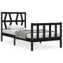 Black solid wood bed frame with headboard by vidaXL, Beds and slatted bases - Ref: Foro24-3192460, Price: 127,49 €, Discount: %