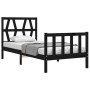 Black solid wood bed frame with headboard by vidaXL, Beds and slatted bases - Ref: Foro24-3192460, Price: 127,49 €, Discount: %