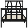 Black solid wood bed frame with headboard by vidaXL, Beds and slatted bases - Ref: Foro24-3192460, Price: 127,49 €, Discount: %