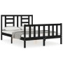 Bed frame with black solid wood headboard 140x200 cm by vidaXL, Beds and slatted bases - Ref: Foro24-3192885, Price: 188,35 €...